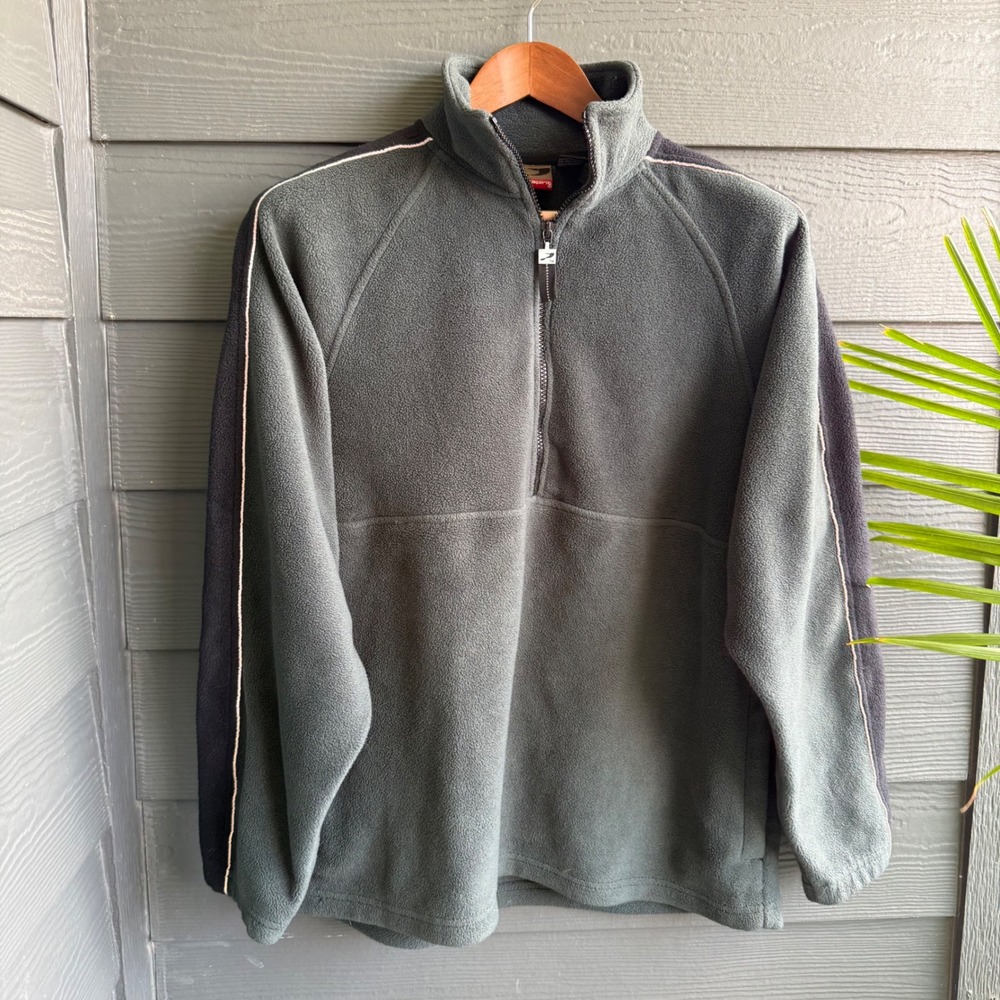 ProSpirit Green Gray Quarter Zip Fleece Pullover Jacket Men's Medium Polyester